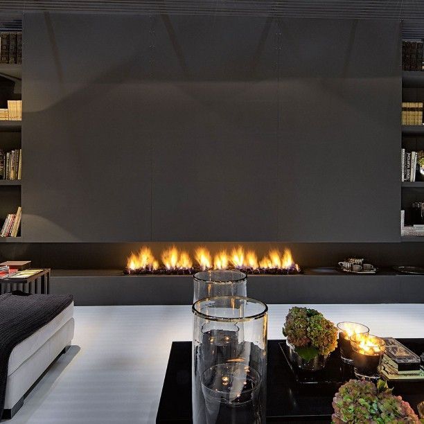 Low and long fireplace