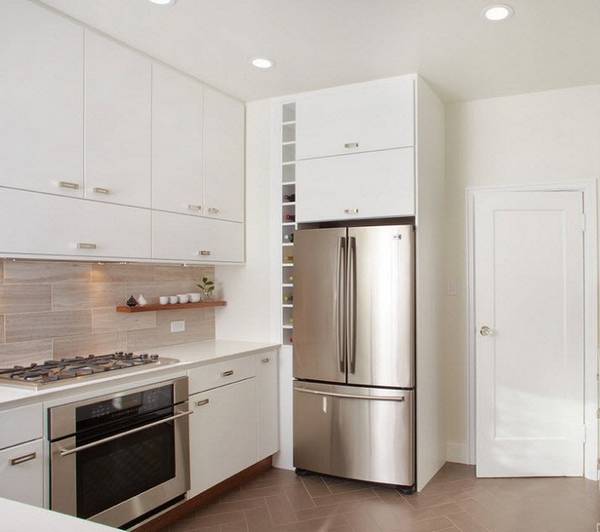 дизайн маленькой кухни с холодильником, фото 33