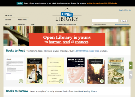 Open Library - front page