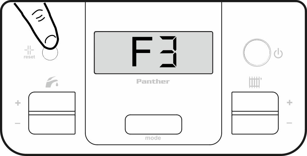Сброс ошибки F3 на панели управления котла Protherm Пантера
