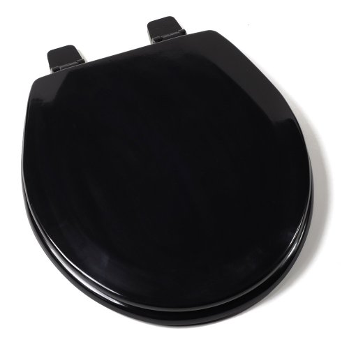 Comfort Seats C1B4R2-90 Deluxe Molded Wood Toilet Seat, Round, Black