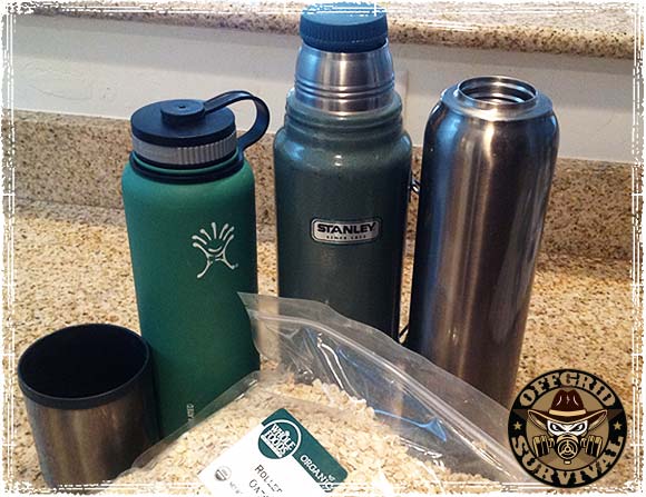 Thermos Bottles with Cooking Oats