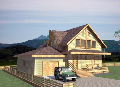 проект каркасного деревянного дома с гаражом