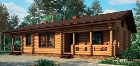 проект одноэтажного деревянного дома из оцилиндрованного бруса