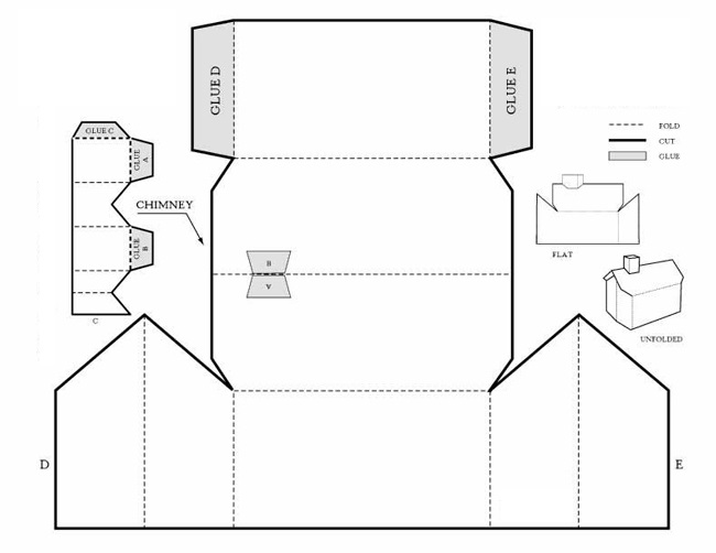 Развертка домика из бумаги 023