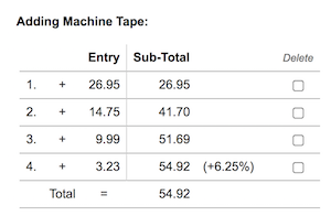 sales tax calculation tape